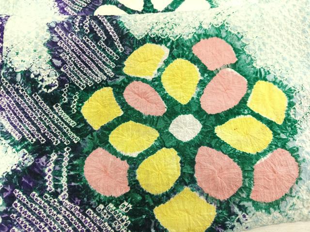 平和屋着物∴夏物　浴衣　有松鳴海絞り　枝花文　綿　逸品　BAAX7424hv
