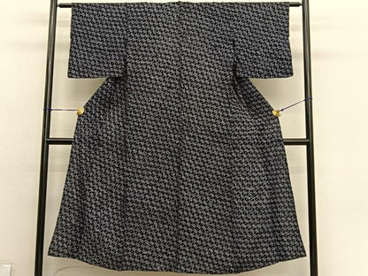 平和屋着物∴夏物　浴衣　有松鳴海絞り　幾何学文様　綿　逸品　BAAX7426hv