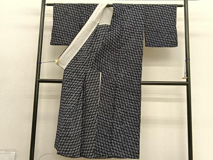平和屋着物∴夏物　浴衣　有松鳴海絞り　幾何学文様　綿　逸品　BAAX7426hv
