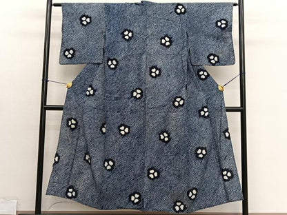 平和屋着物∴夏物　浴衣　有松鳴海絞り　草花文　綿　逸品　BAAX7431hv