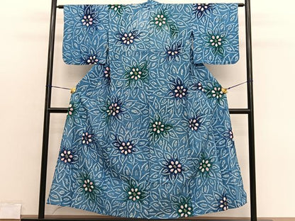 平和屋着物∴夏物　浴衣　有松鳴海絞り　更紗花文　綿　逸品　BAAX7432hv