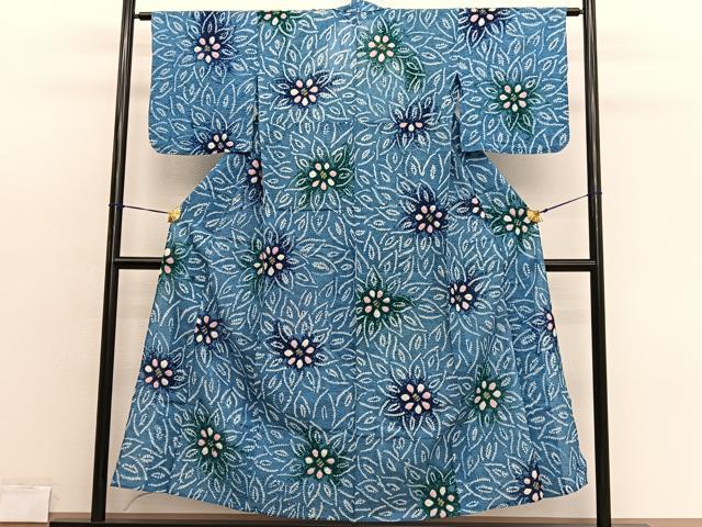 平和屋着物∴夏物　浴衣　有松鳴海絞り　更紗花文　綿　逸品　BAAX7432hv
