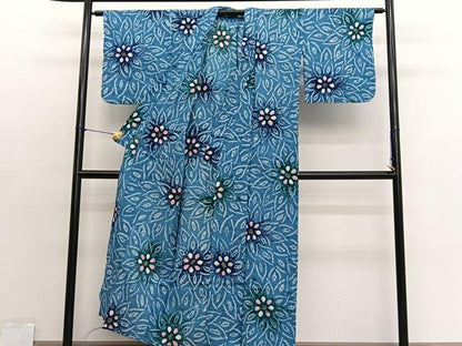 平和屋着物∴夏物　浴衣　有松鳴海絞り　更紗花文　綿　逸品　BAAX7432hv