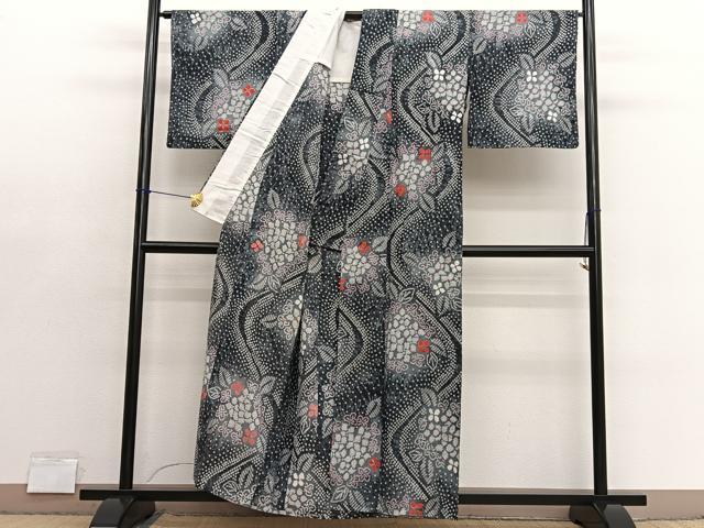 平和屋着物∴夏物　浴衣　有松鳴海絞り　紫陽花　綿　逸品　BAAX7433hv