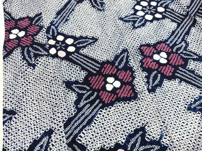 平和屋着物∴夏物　浴衣　有松鳴海絞り　草花文　綿　逸品　BAAX7435hv