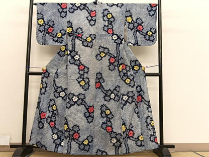 平和屋着物∴夏物　浴衣　有松鳴海絞り　楓　綿　逸品　BAAX7438hv