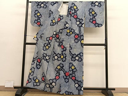 平和屋着物∴夏物　浴衣　有松鳴海絞り　楓　綿　逸品　BAAX7438hv