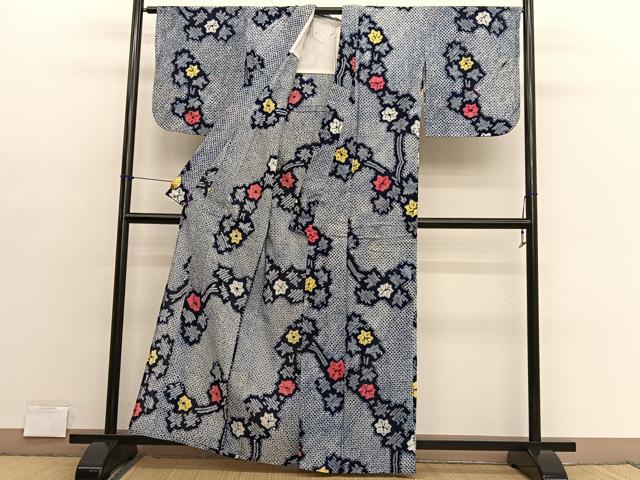 平和屋着物∴夏物　浴衣　有松鳴海絞り　楓　綿　逸品　BAAX7438hv