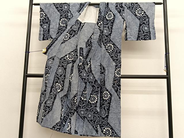 平和屋着物∴夏物　浴衣　有松鳴海絞り　花唐草文　綿　逸品　BAAX7440hv