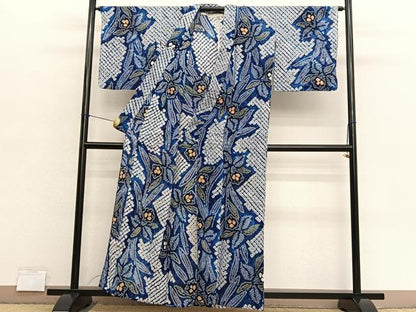 平和屋着物∴夏物　浴衣　有松鳴海絞り　カトレア　綿　逸品　BAAX7441hv