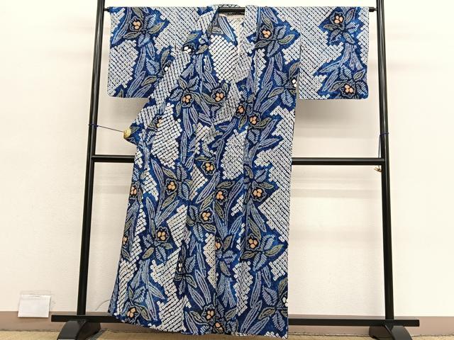 平和屋着物∴夏物　浴衣　有松鳴海絞り　カトレア　綿　逸品　BAAX7441hv