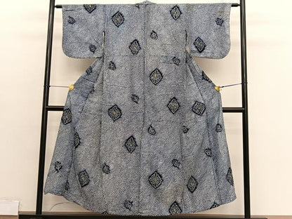 平和屋着物∴夏物　浴衣　有松鳴海絞り　花菱文　綿　逸品　BAAX7442hv