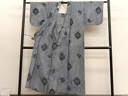 平和屋着物∴夏物　浴衣　有松鳴海絞り　花菱文　綿　逸品　BAAX7442hv