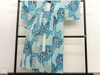 平和屋着物∴夏物　浴衣　有松鳴海絞り　更紗花文　綿　逸品　BAAX7443hv