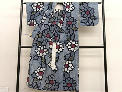 平和屋着物∴夏物　浴衣　有松鳴海絞り　草花文　綿　逸品　BAAX7444hv