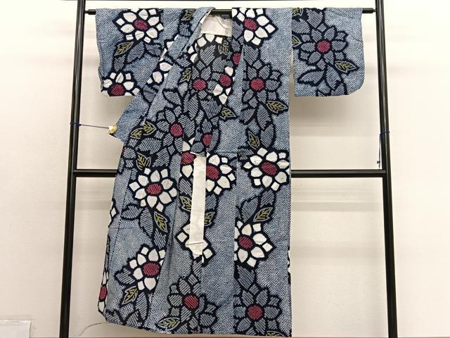 平和屋着物∴夏物　浴衣　有松鳴海絞り　草花文　綿　逸品　BAAX7444hv