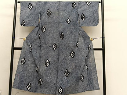 平和屋着物∴夏物　浴衣　有松鳴海絞り　花菱文　綿　逸品　BAAX7445hv