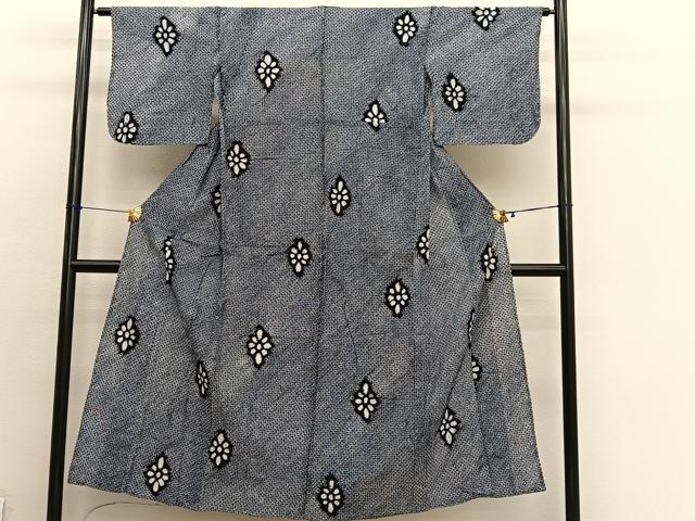 平和屋着物∴夏物　浴衣　有松鳴海絞り　花菱文　綿　逸品　BAAX7445hv