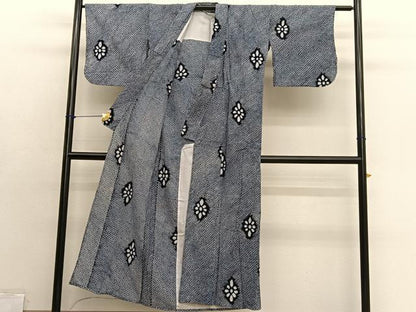 平和屋着物∴夏物　浴衣　有松鳴海絞り　花菱文　綿　逸品　BAAX7445hv
