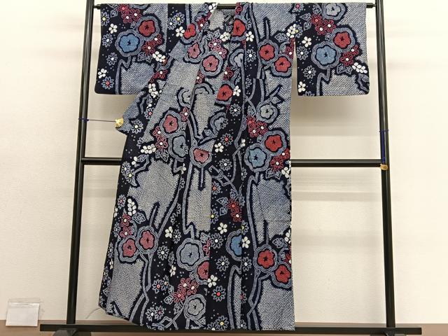 平和屋着物∴夏物　浴衣　有松鳴海絞り　枝梅文　綿　逸品　BAAX7448hv