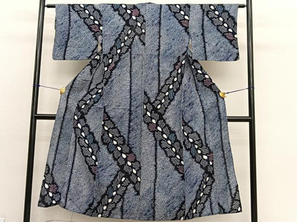 平和屋着物∴夏物　浴衣　有松鳴海絞り　若松葉　綿　逸品　BAAX7450hv
