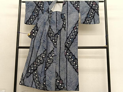 平和屋着物∴夏物　浴衣　有松鳴海絞り　若松葉　綿　逸品　BAAX7450hv