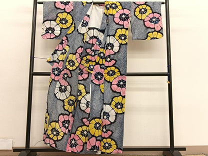 平和屋着物∴夏物　浴衣　有松鳴海絞り　源氏車　綿　逸品　BAAX7451hv