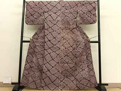 平和屋着物∴夏物　浴衣　有松鳴海絞り　菱文様　綿　逸品　BAAX7452hv