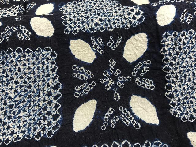 平和屋着物∴夏物　浴衣　有松鳴海絞り　市松花文　綿　逸品　BAAX7453hv