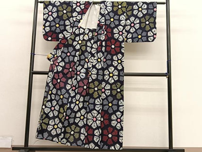 平和屋着物∴夏物　浴衣　有松鳴海絞り　草花文　綿　逸品　BAAX7455hv