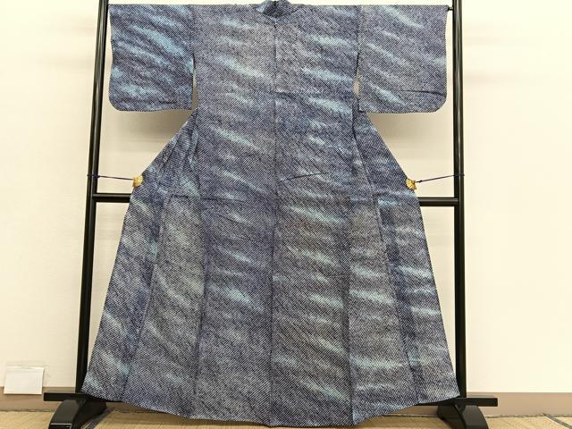 平和屋着物∴夏物　浴衣　有松鳴海絞り　霞文　三越扱い　綿　逸品　BAAX7457hv