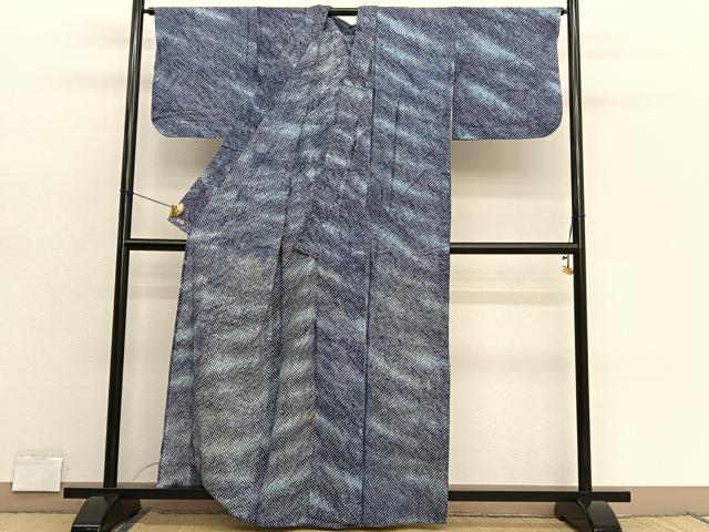 平和屋着物∴夏物　浴衣　有松鳴海絞り　霞文　三越扱い　綿　逸品　BAAX7457hv