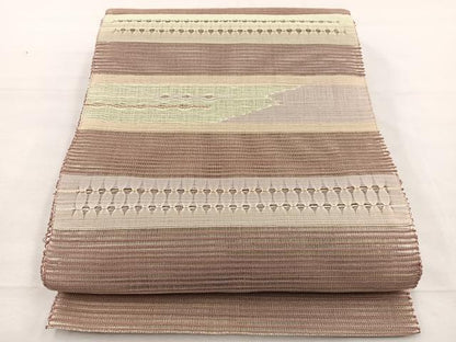 平和屋着物＊夏物　八寸名古屋帯　絽綴れ　抽象文様　金糸　正絹　逸品　未使用　BAAX7464hv