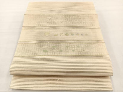 平和屋着物＊夏物　八寸名古屋帯　絽綴れ　幾何学文様　金銀糸　正絹　逸品　BAAX7472hv