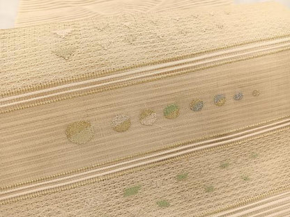 平和屋着物＊夏物　八寸名古屋帯　絽綴れ　幾何学文様　金銀糸　正絹　逸品　BAAX7472hv