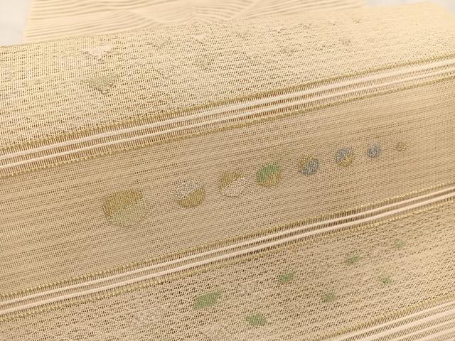 平和屋着物＊夏物　八寸名古屋帯　絽綴れ　幾何学文様　金銀糸　正絹　逸品　BAAX7472hv