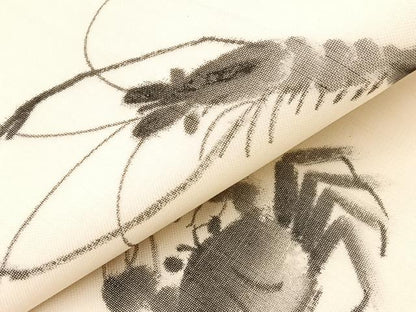 平和屋着物＊夏物　九寸名古屋帯　作家物　手描き　生つむぎ　海老に蟹　証紙付き　正絹　逸品　BAAX7473hv