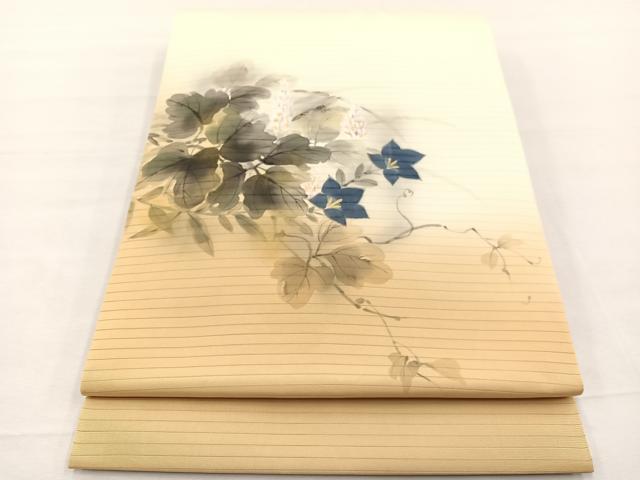 平和屋着物＊夏物　絽塩瀬　九寸開き名古屋帯　作家物　蜻蛉草花文　正絹　逸品　未使用　BAAX7476hv