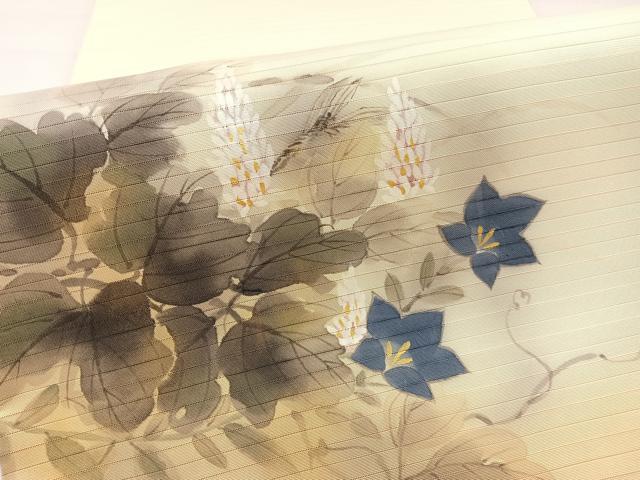 平和屋着物＊夏物　絽塩瀬　九寸開き名古屋帯　作家物　蜻蛉草花文　正絹　逸品　未使用　BAAX7476hv