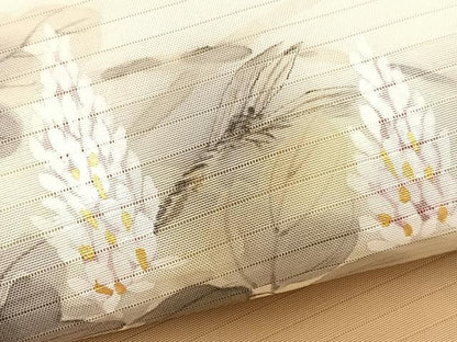 平和屋着物＊夏物　絽塩瀬　九寸開き名古屋帯　作家物　蜻蛉草花文　正絹　逸品　未使用　BAAX7476hv
