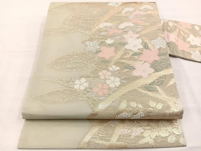 平和屋着物＊夏物　九寸名古屋帯　秋草文　金銀糸　正絹　逸品　未使用　BAAX7478hv