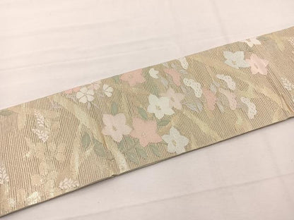 平和屋着物＊夏物　九寸名古屋帯　秋草文　金銀糸　正絹　逸品　未使用　BAAX7478hv