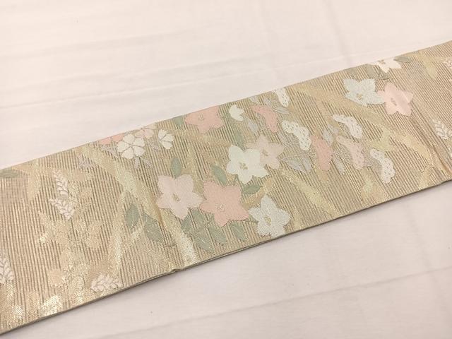 平和屋着物＊夏物　九寸名古屋帯　秋草文　金銀糸　正絹　逸品　未使用　BAAX7478hv