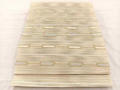 平和屋着物＊夏物　八寸名古屋帯　絽綴れ　横段文　金銀糸　正絹　逸品　BAAX7481hv