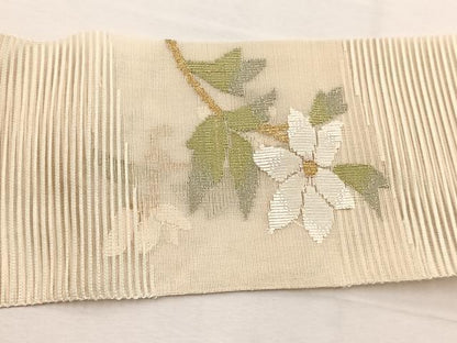 平和屋着物＊夏物　八寸名古屋帯　絽綴れ　枝花文　金銀糸　正絹　逸品　BAAX7483hv
