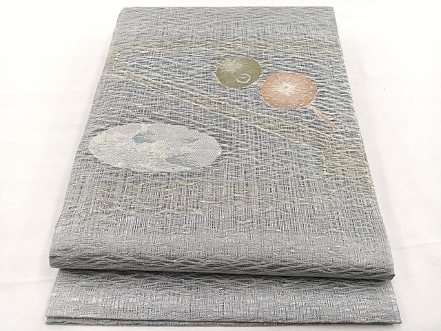平和屋着物＊夏物　両面　太鼓柄　京袋帯　すくい織　番傘　銀糸　正絹　逸品　未使用　BAAX7485hv