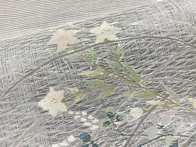 平和屋着物＊夏物　両面　太鼓柄　京袋帯　すくい織　番傘　銀糸　正絹　逸品　未使用　BAAX7485hv