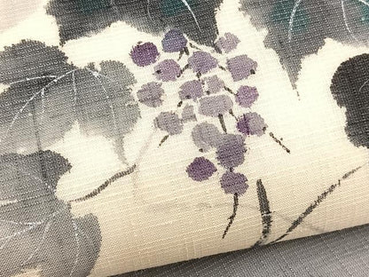 平和屋着物＊夏物　九寸名古屋帯　手描き　葡萄蔦の葉文　正絹　逸品　BAAX7486hv