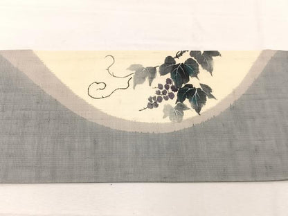 平和屋着物＊夏物　九寸名古屋帯　手描き　葡萄蔦の葉文　正絹　逸品　BAAX7486hv
