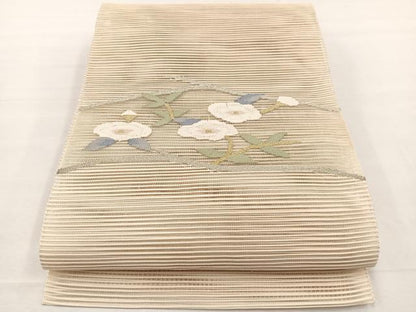 平和屋着物＊夏物　八寸名古屋帯　絽綴れ　枝花文　金銀糸　正絹　逸品　BAAX7487hv